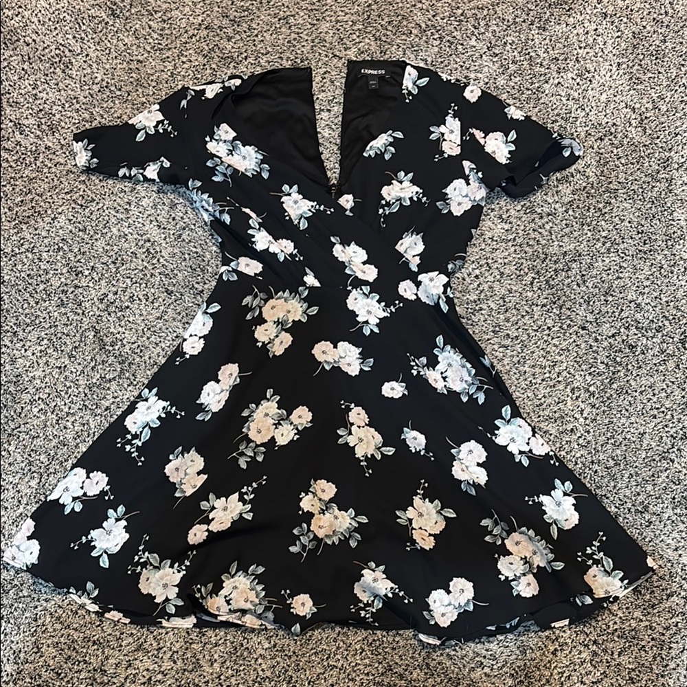 Express Black Floral Mini Dress